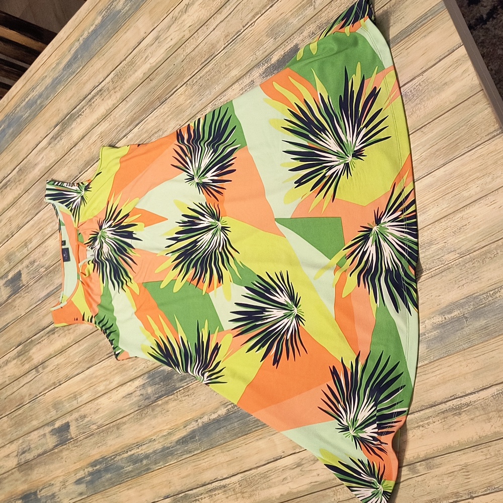 Kaari Blue Green And Orange Sleeveless Dress Sz small